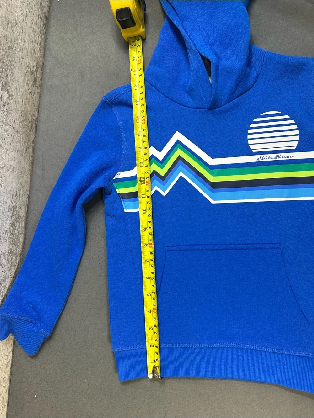Eddie Bauer Royal Blue Kids Hoodie with Mountain Stripe Graphic XS 5/6